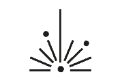 Icon bestehend aus drei Punkten, einem langen Strich in der Mitte und vier weiteren Strichen links und rechts als Symbol für die Schlosserei