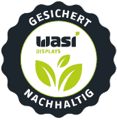 Wasi Gütesiegel mit Aufschrift "Gesichert nachhaltig"