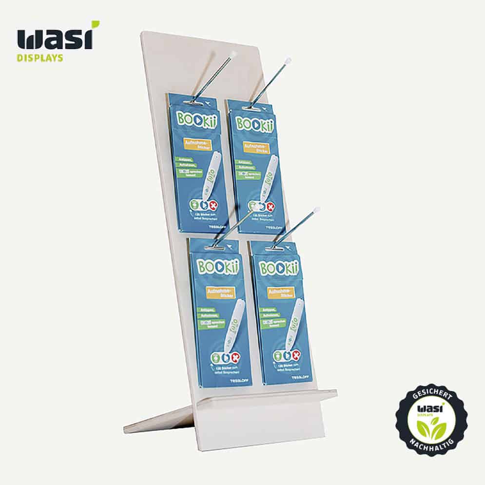 Warenpresenter für Gutscheine im Kassenbereich.