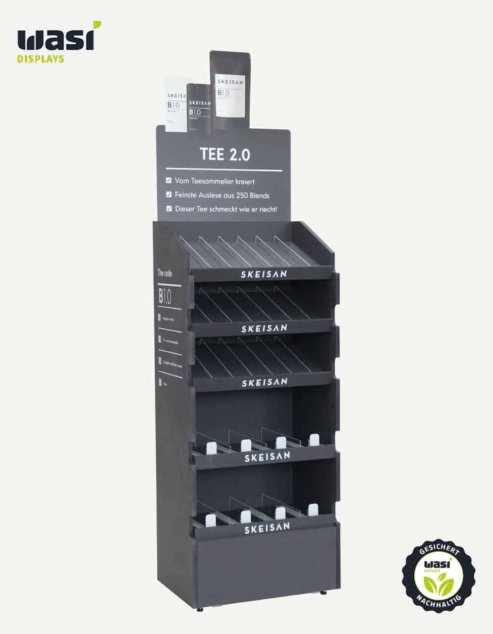 Verkaufsdisplay aus Holz für Tee.