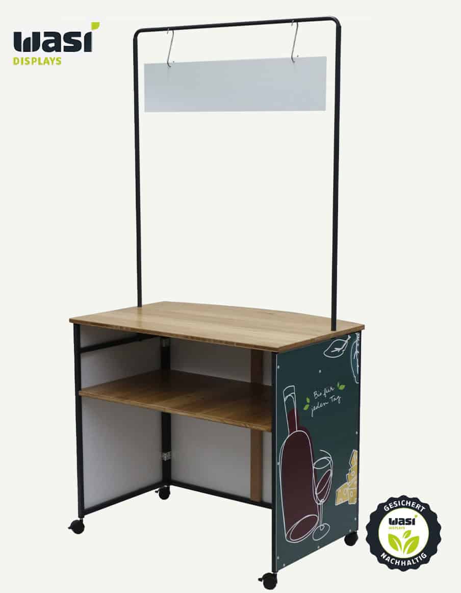 Verkostungstische aus Holz: Rückansicht.