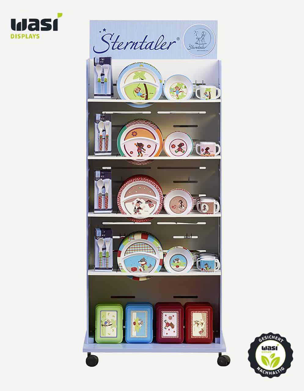 Warenpräsentationsträger aus Holz für Sterntaler.